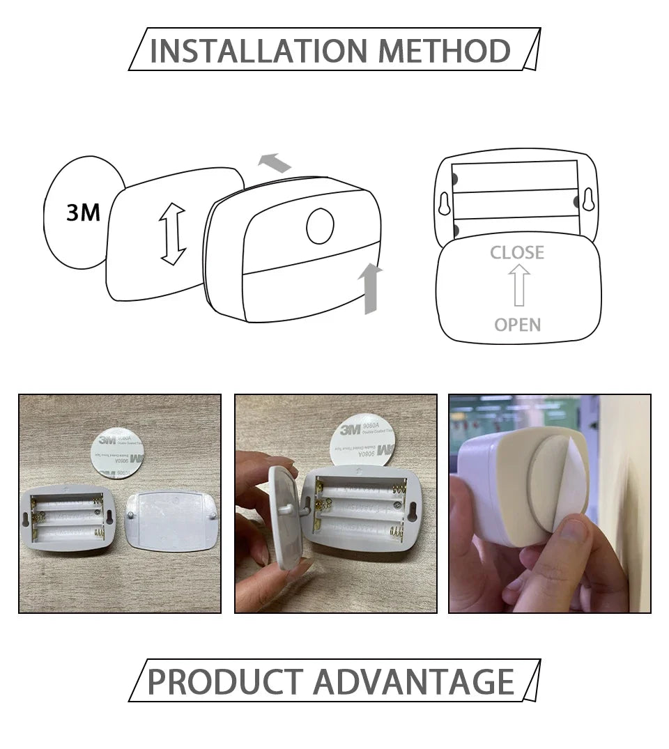 LED Night Light with Motion Sensor Cabinet Lamp Wireless Bedside Nightlight Battery Power For Bedroom Closet Stairs Lighting