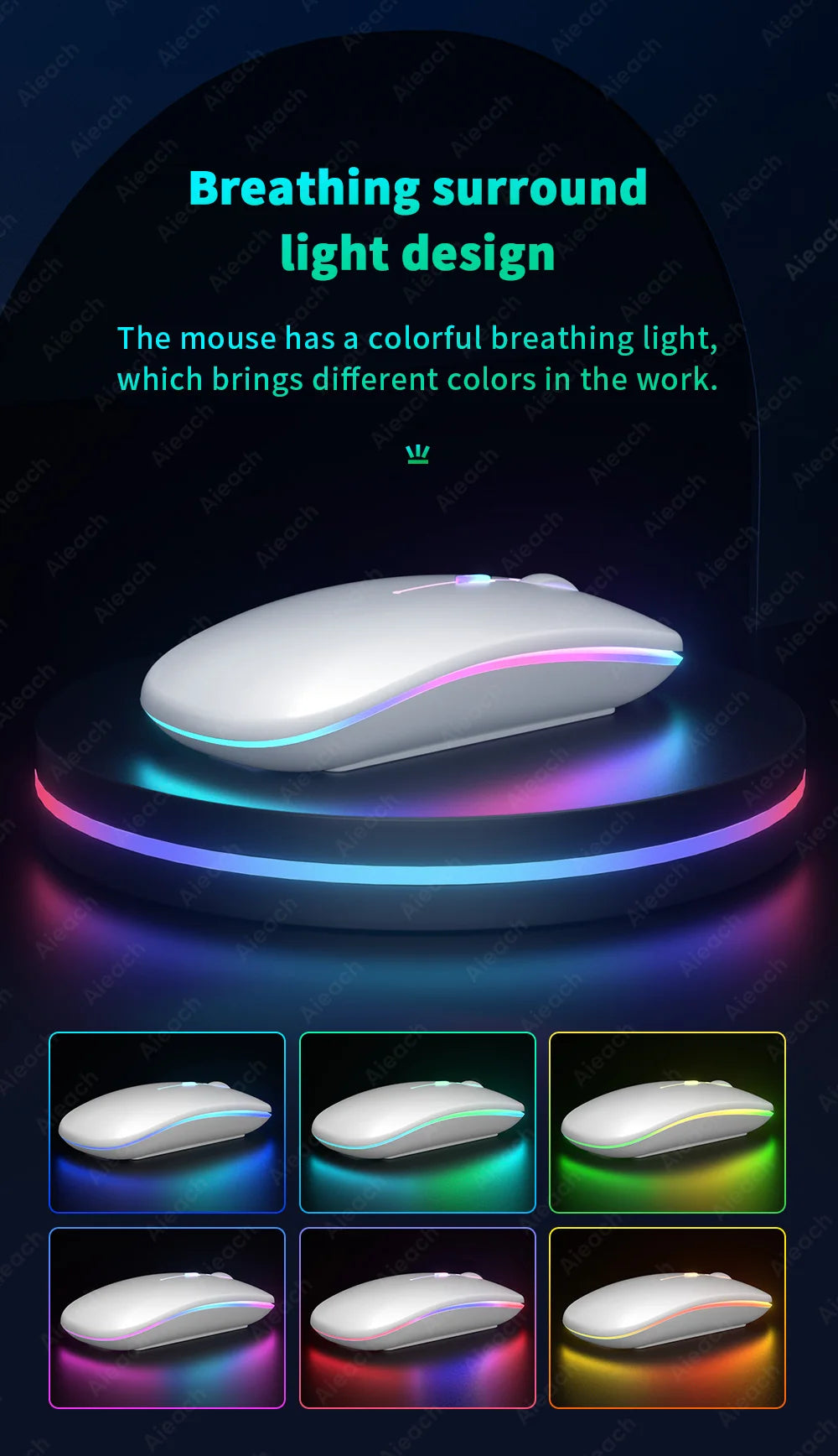 Keyboard For Tablet Android iOS Windows Wireless Mouse Keyboard Bluetooth-compatible Rainbow Backlit Keyboard For iPad Phone