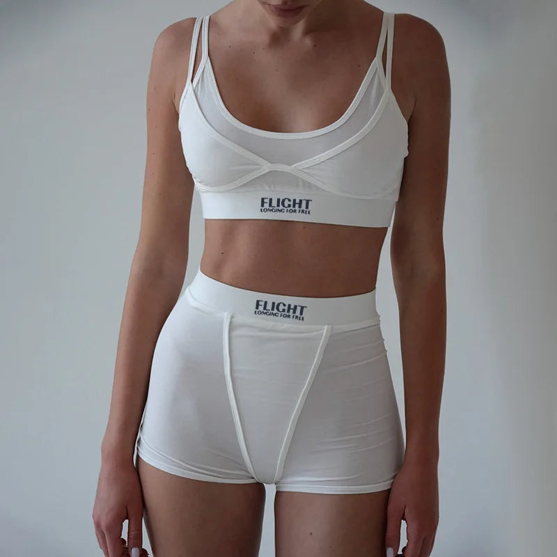 Women's 2-Piece Outfit Set Crop Top And Shorts Matching Sets Cleanfit Style Summer Fashion Suitable for All