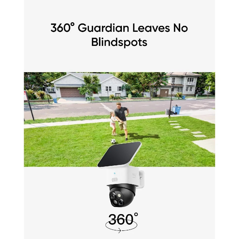New 4K Dual Camera Solar Security Cameras Wireless Outdoor Cameras for Home Security 360°Coverage Pan & Tilt No Blind Spots