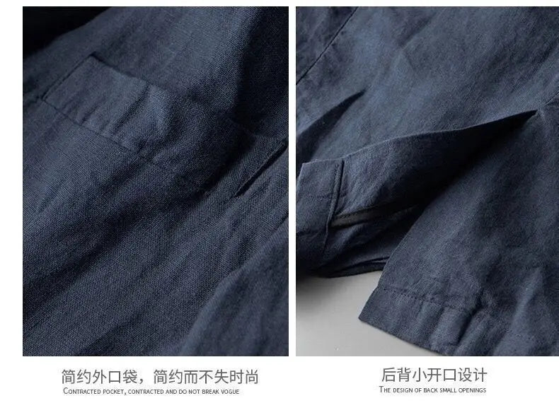 2026Summer Linen Suit Sets Men's Blazers Pants Suit Loose Casual High Street Sunscreen Jackets Long Trousers Set Male Clothes
