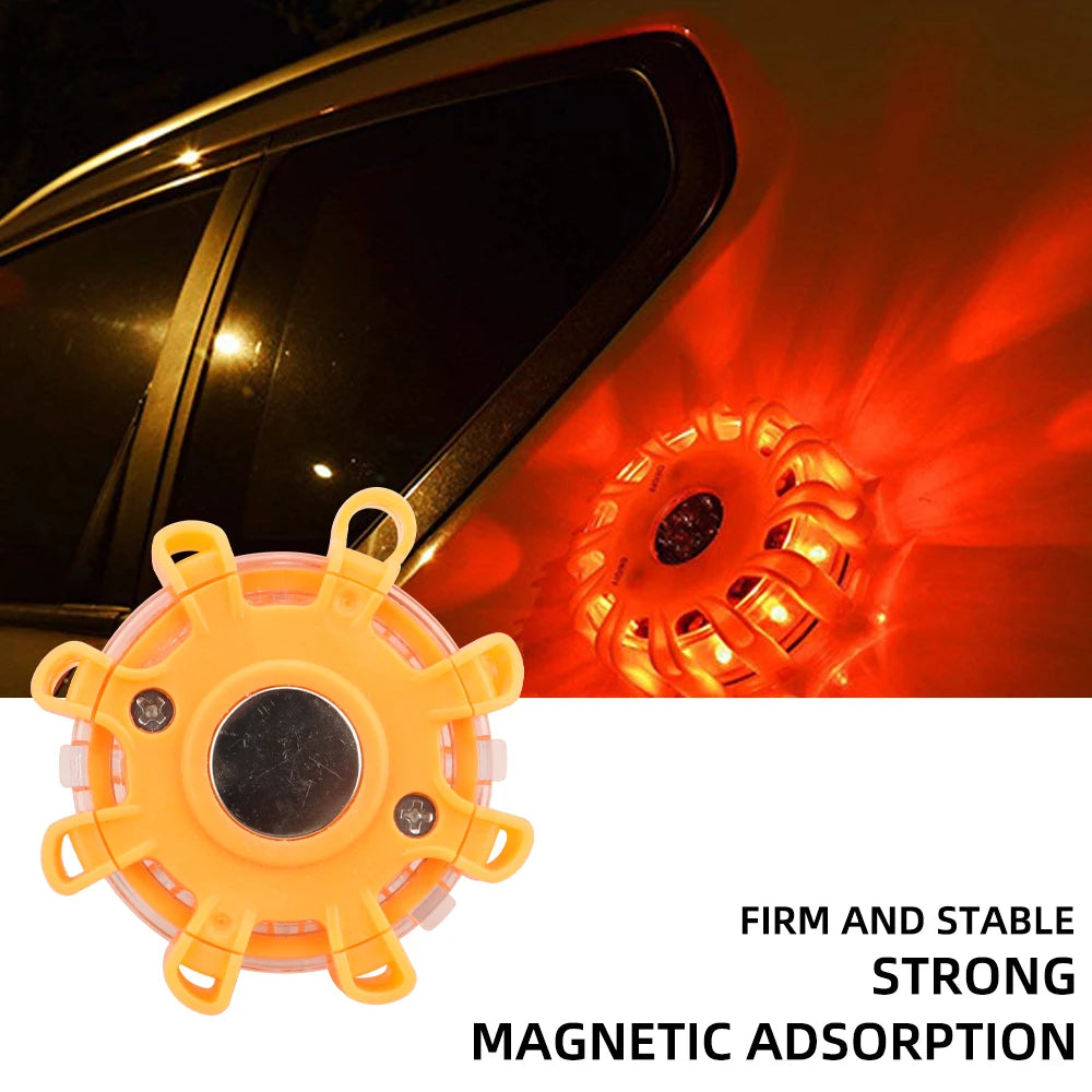 8Led Flares Emergency Lights Roadside Safety Beacon Disc Flashing Warning Flare Kit With Magnetic Roadside Warning Flasher