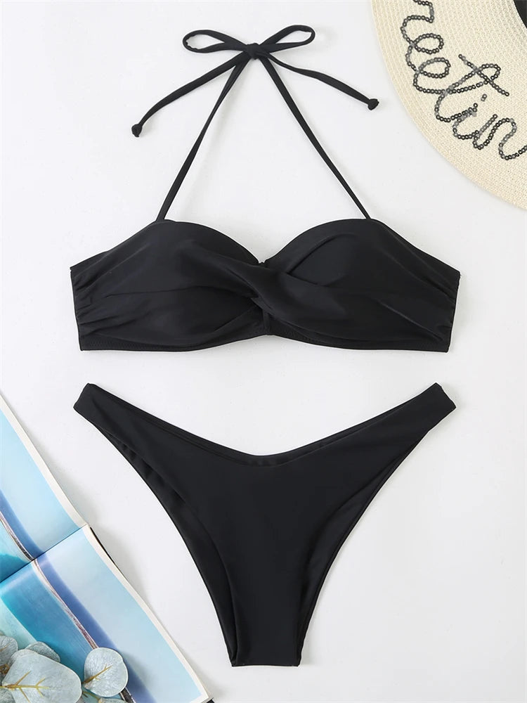 Bikini Swimsuit Women Swimwear 2026 New Solid Push Up Bikinis Set High Waist Thong Bathing Suit Two Pieces Swimming Suits Female