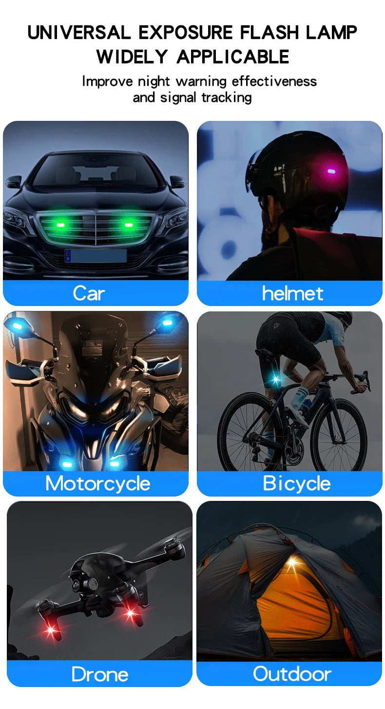 RGB Led Car Strobe Lights Motorcycle LED Flash Position Wireless Light Aircraft Airplane Helicopter Warning Lights Accessories