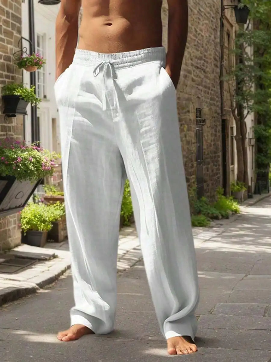 Men's Linen Wide Leg Casual Pants Are Loose Fitting, Breathable And Comfortable, Suitable For All Seasons And Versatile