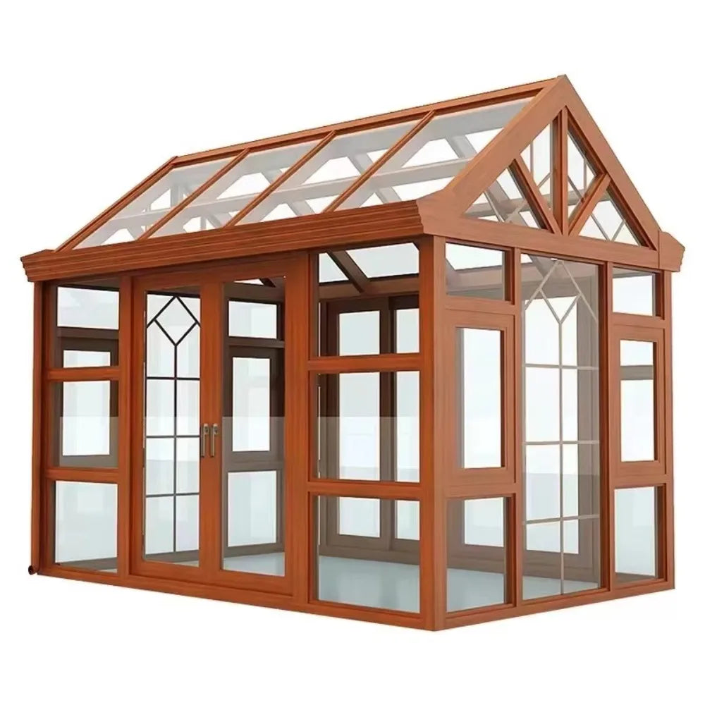 Enclosed Insulated Sunroom Garden Terrace Glass, Aluminum Solarium Conservatory Outdoor Living Room Sun House for Villa