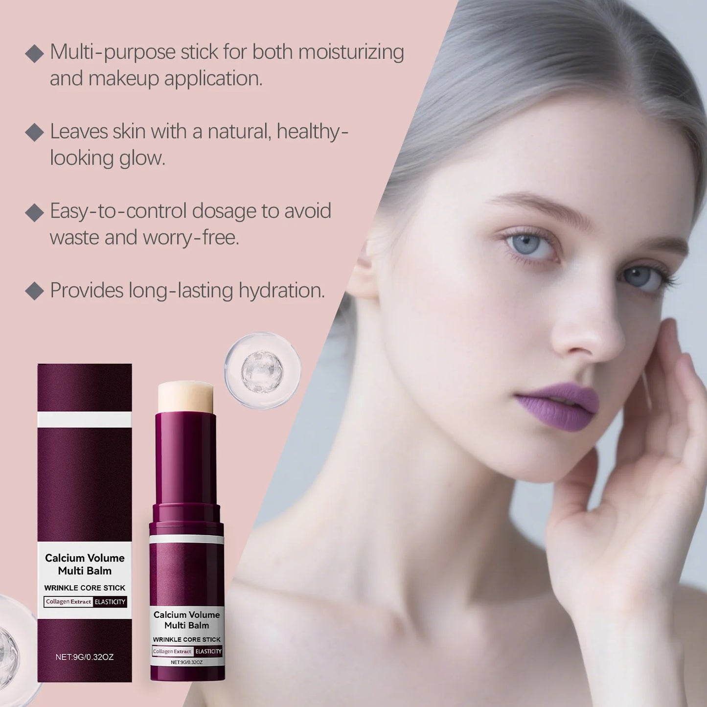 Calcium Skincare Set Anti-Aging Calcium Volume Facial Serum Eye Patches Multi Balm Fade Fine Lines Reduce Dark Circles Nourishes