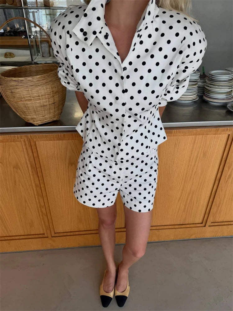 Tossy Fashion Commute 2 Piece-Set Shorts For Women Long Sleeve Patchwork Contrast Shirts Coat And Female Shorts Outfits Summer