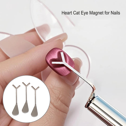 2/3Pcs Heart Cat’Eye Nail Magnet Set Y-shape,Cylinder Magnetic Stick for Creat French Cat Eye Love Shape On Nails Manicure Tools