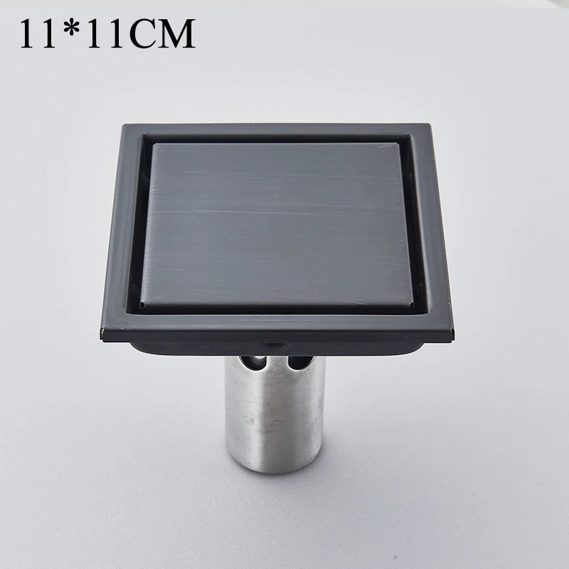 Shower Drains 10*10cm Square Bath Drains Strainer Hair Antique Brass Fish Carved Bathroom Floor Drain Waste Grate Drain