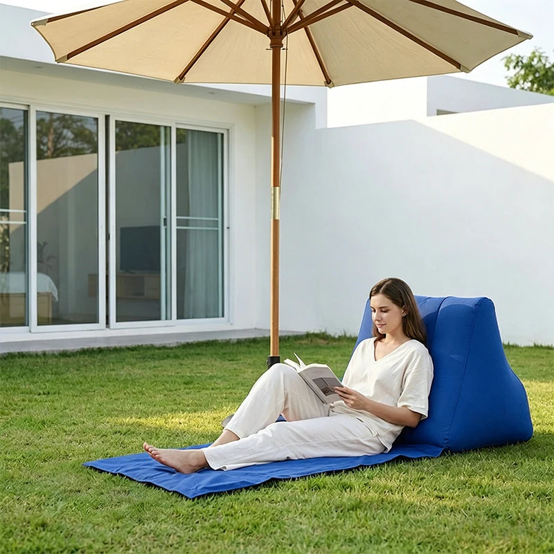 Inflatable Soft Beach Pillow Wedge Mat PVC Foldable Flocking Travel Portable Back Support Triangle Cushion Leisure Lounger