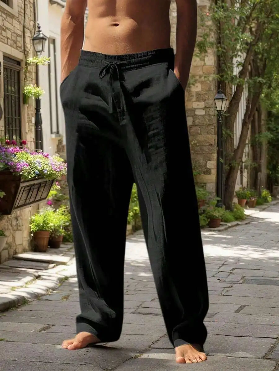 Men's Linen Wide Leg Casual Pants Are Loose Fitting, Breathable And Comfortable, Suitable For All Seasons And Versatile