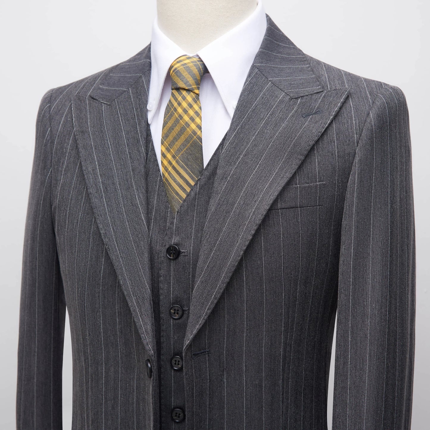 Men's 3-Piece Slim Fit Stripe Suit Blazer Jacket Vest Pants Set | Wedding Tuxedo Formal Business Prom Party US Size XXS-3XL