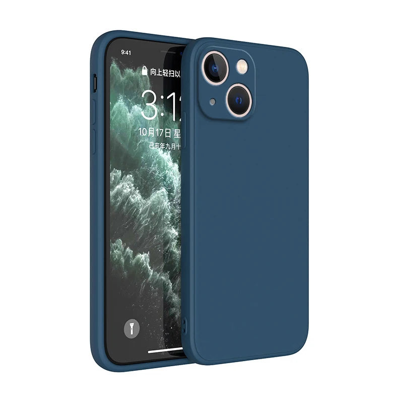 Square Square Liquid Silicone Phone Case for iPhone 14 Plus 11 12 13 14 Pro Max 12 13 mini Luxury Camera Protective Cover