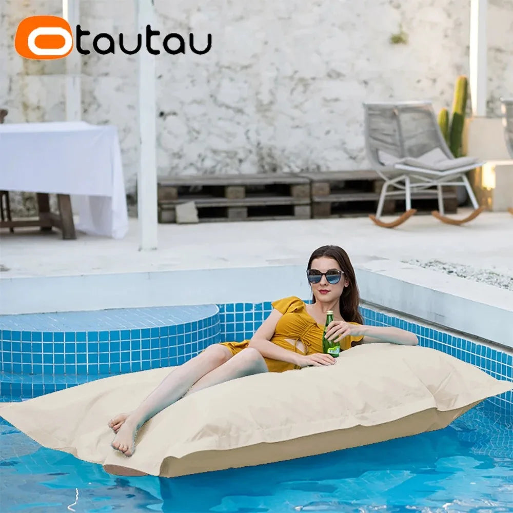 OTAUTAU Retangular Swimming Pool Floating Bean Bag Pouf Cover No Filler Waterproof Beach Pillow Sac Sofa Bed Chaise Lounge DD034