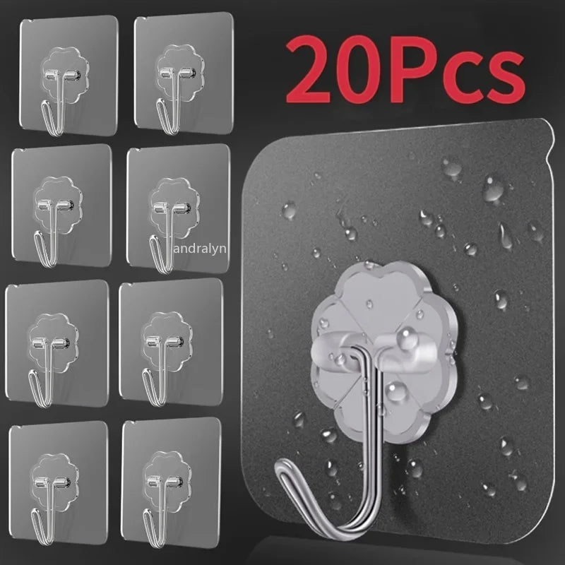 Transparent Self Adhesive Wall Hooks Heavy Duty Multi-Purpose Wall Hook Key Holder Towel Holder For Bathroom Kitchen Accessories