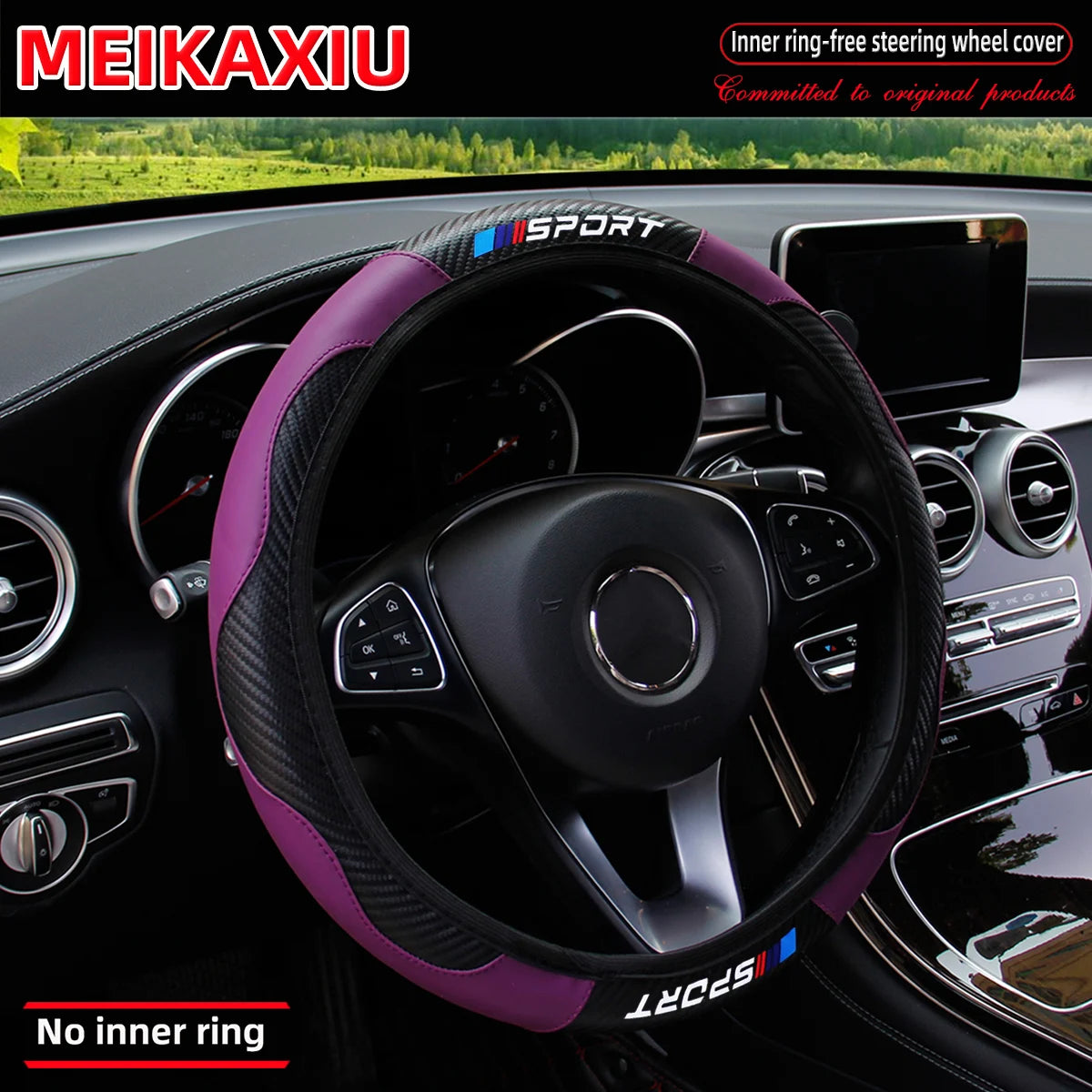 All-Season SPORT Carbon Fiber Steering Wheel Cover (without inner ring) is suitable for 37-38cm automotive interior accessories.