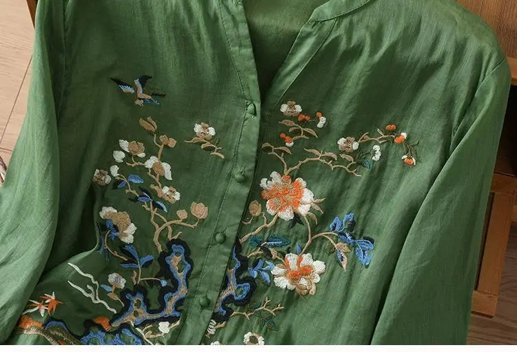Luxury Embroidery Vintage Shirts Summer Women's Clothing Trends Tops Casual Cardigan Loose Short Coat Patchwork Buttons Blouses