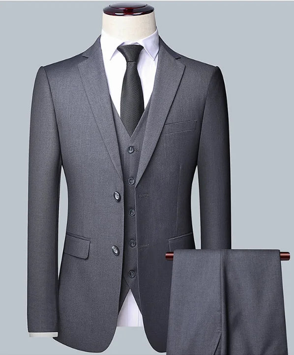 Men's Solid Color Business Suit 2025 High Quality Fashion Banquet Wedding Trend Groom Best Man Single 3/2/1