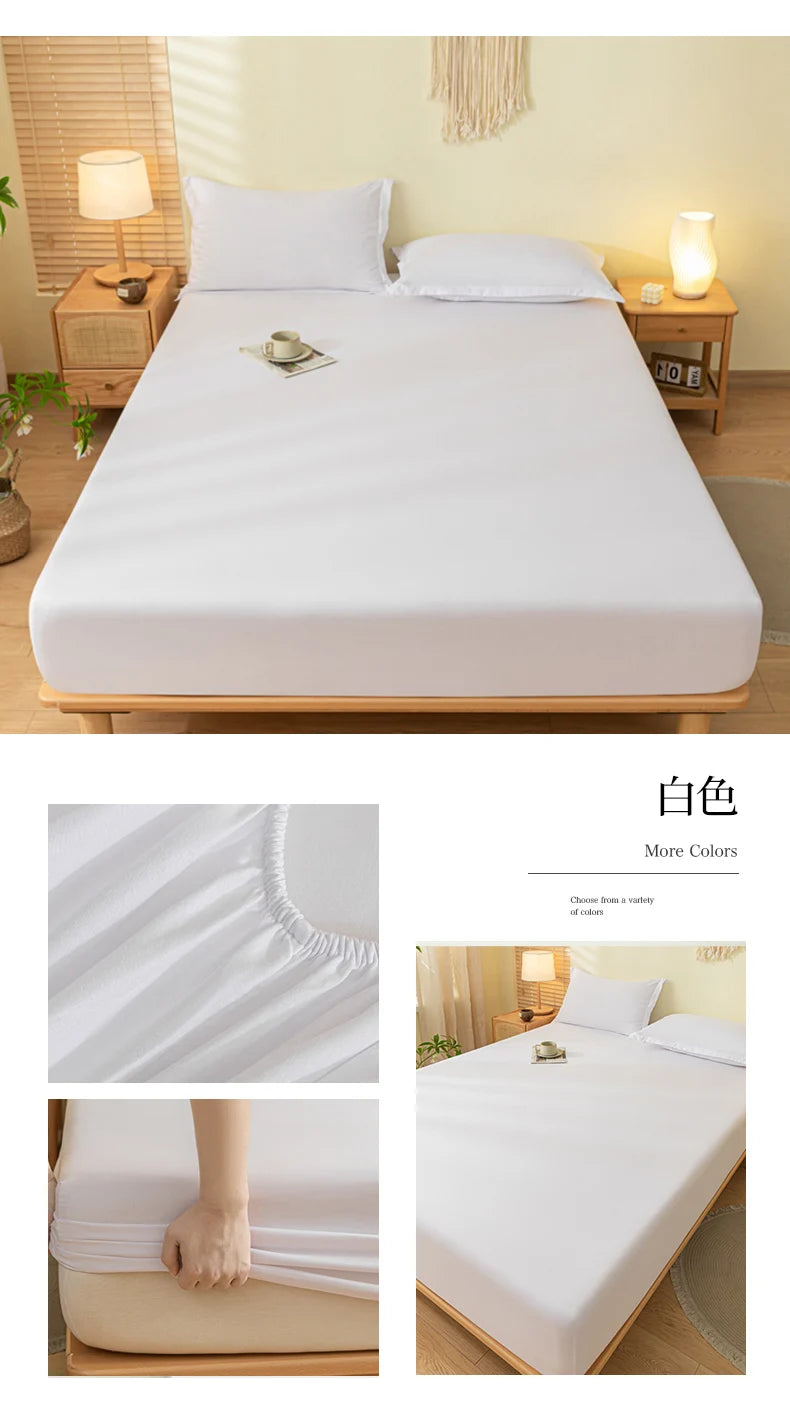 1pc Skin-friendly Bed Cover with Elastic Band Solid Color Brushed Bed Sheet Single/Queen/King Fitted Bedsheet(without pillowcase