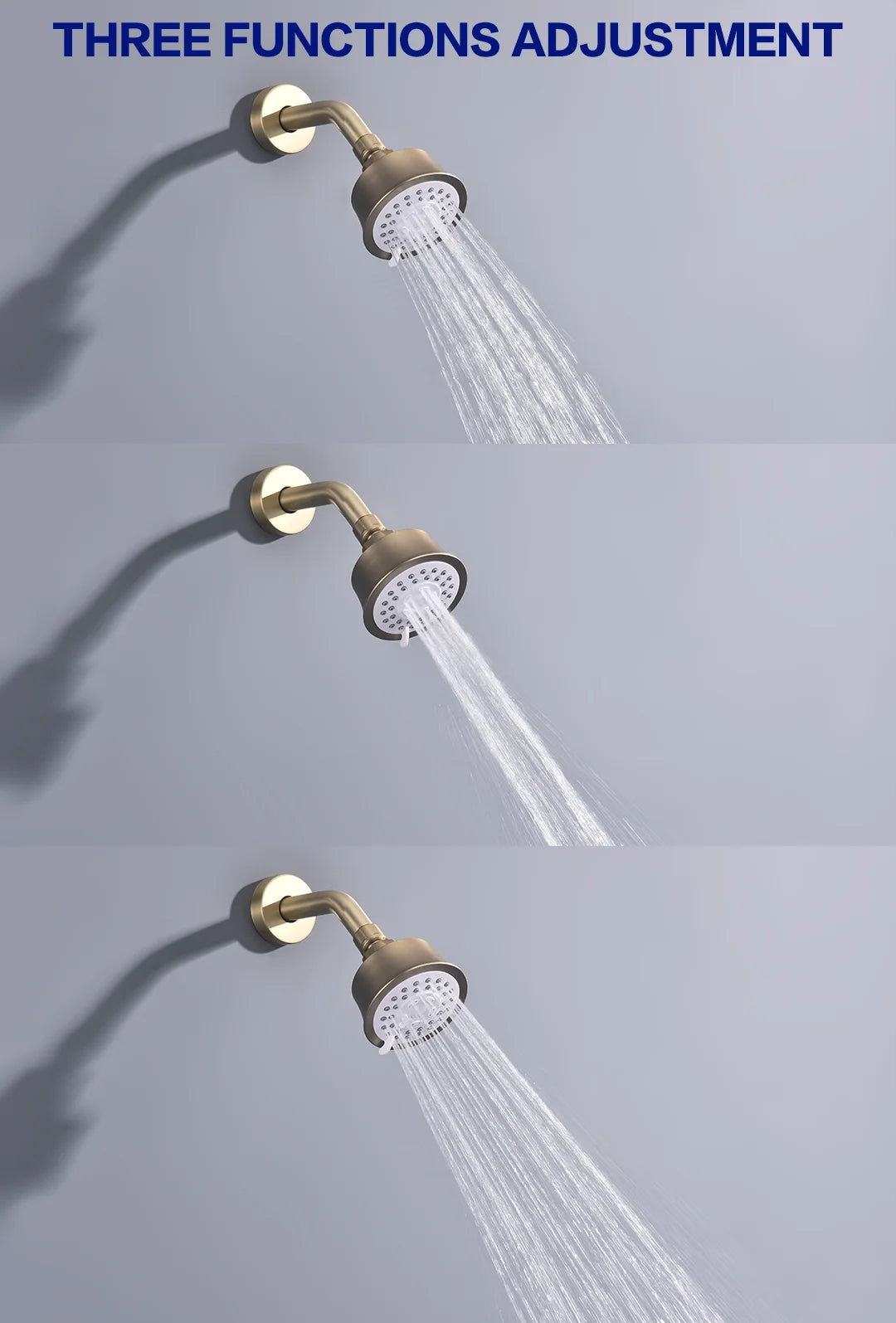 High Quality Brushed Gold Wall Mounted Bathroom Shower Mixer Brass Faucet Hot Cold Water Mixer Tap ABS Head Rainfall Shower Set