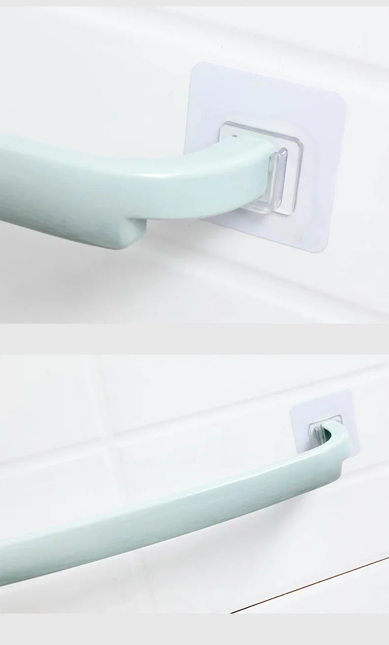 Adhesive Towel Rack for Bathroom Towel Bar Bath Shelf Wall Mounted Towel Hanger Toilet Suction Cup Holder Kitchen Organizer