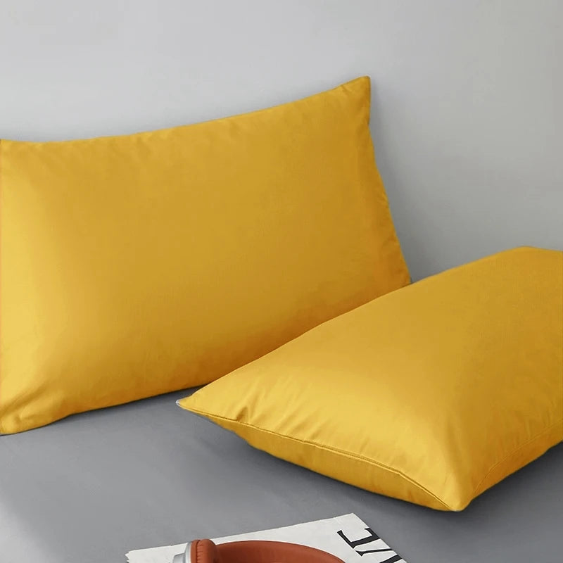 kuup 2pcs Pure Color Polyester Pillowcases Comfortable Breathable Simple European Style Pillowcases Bedding Accessories
