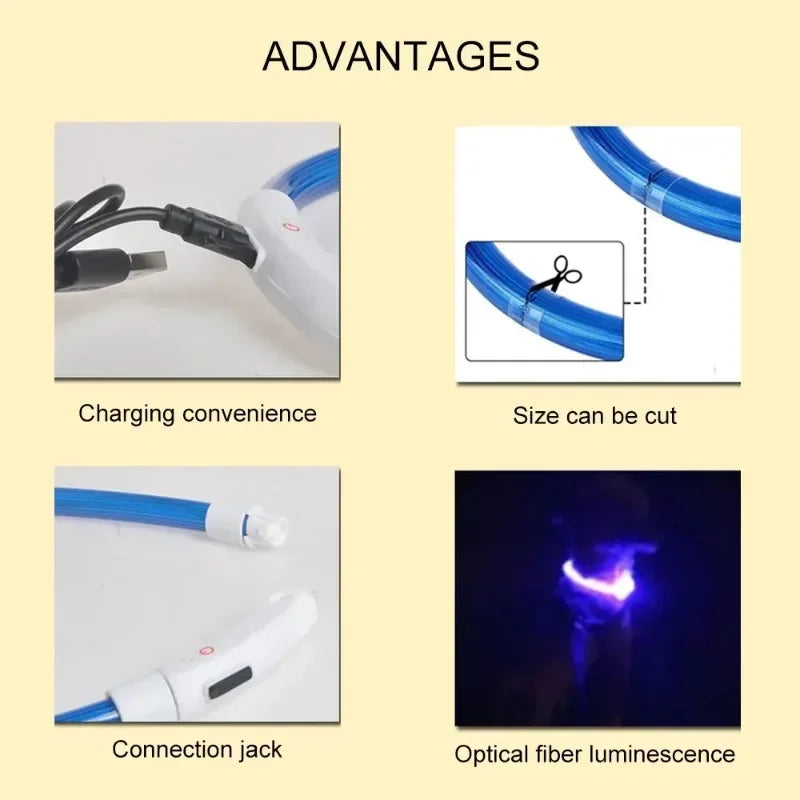 Pet dog LED collar - Dog loss prevention collar - Adjustable collar - Safe USB charging collar - Pet supplies For use at night