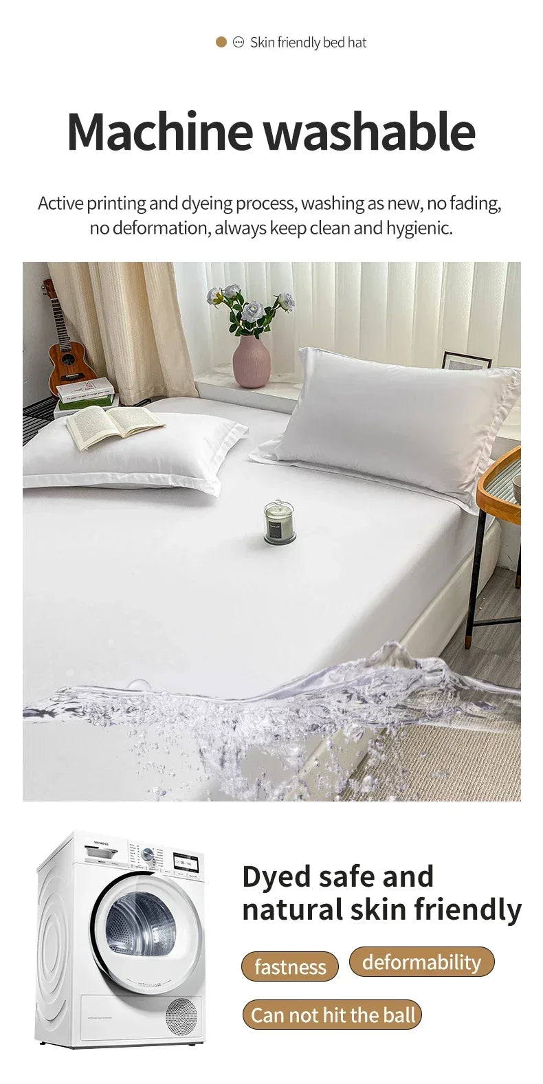 Premium Solid Color Brushed Fitted Sheet,Ultra-Soft Sateen Weave for Cozy Nights - Hypoallergenic and Easy Care Bedding