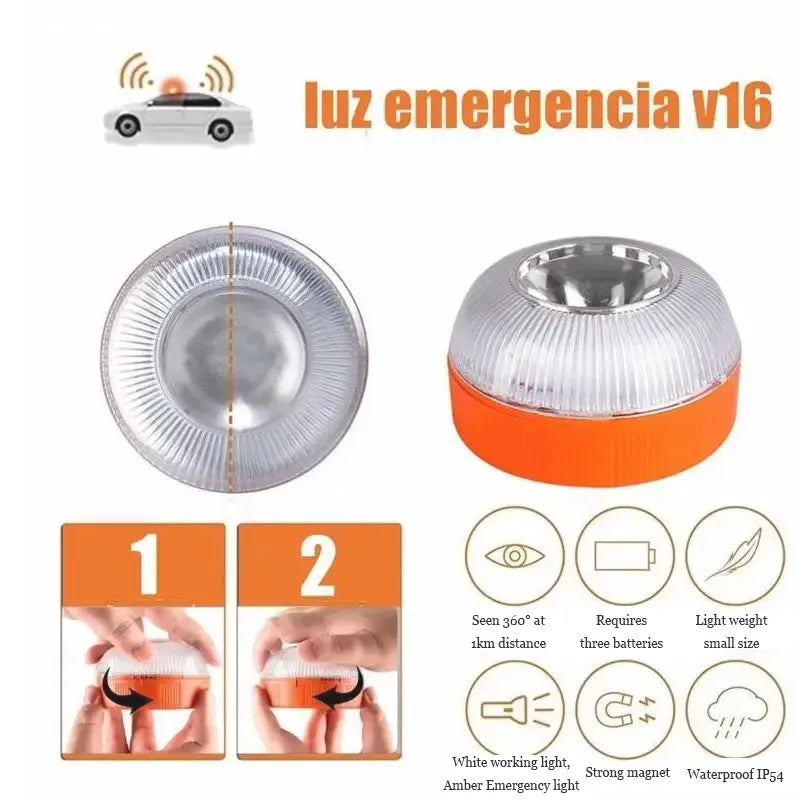 Led Car Emergency Light Flashing Light Magnetic Induction Road Accident Light Portable Strobe Warning Light
