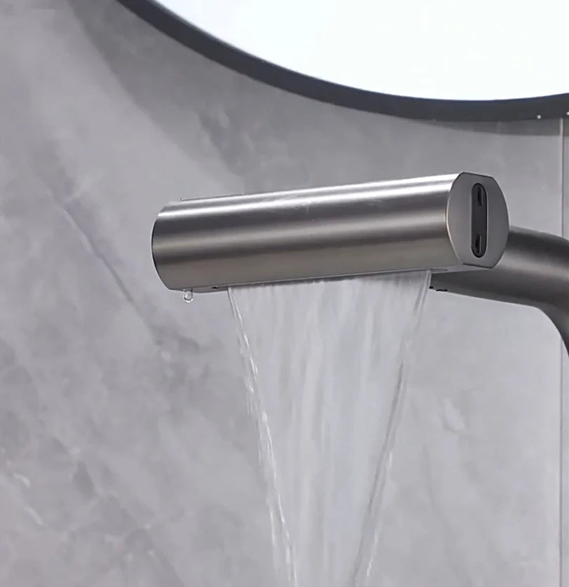 Lift Up Down Stream Sprayer Hot Cold Water Sink Mixer Wash Tap For Bathroom Waterfall Temperature Digital Display Basin Faucet