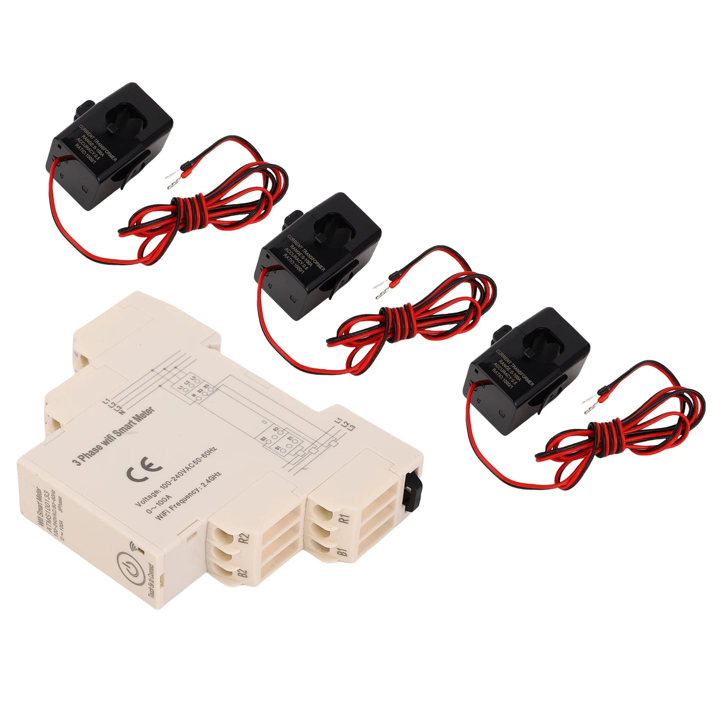Smart Energy Meter 3 Phase Remote Control Smart Electricity Meter APP Monitoring Real Time Data with 3 Current Sensors for Home