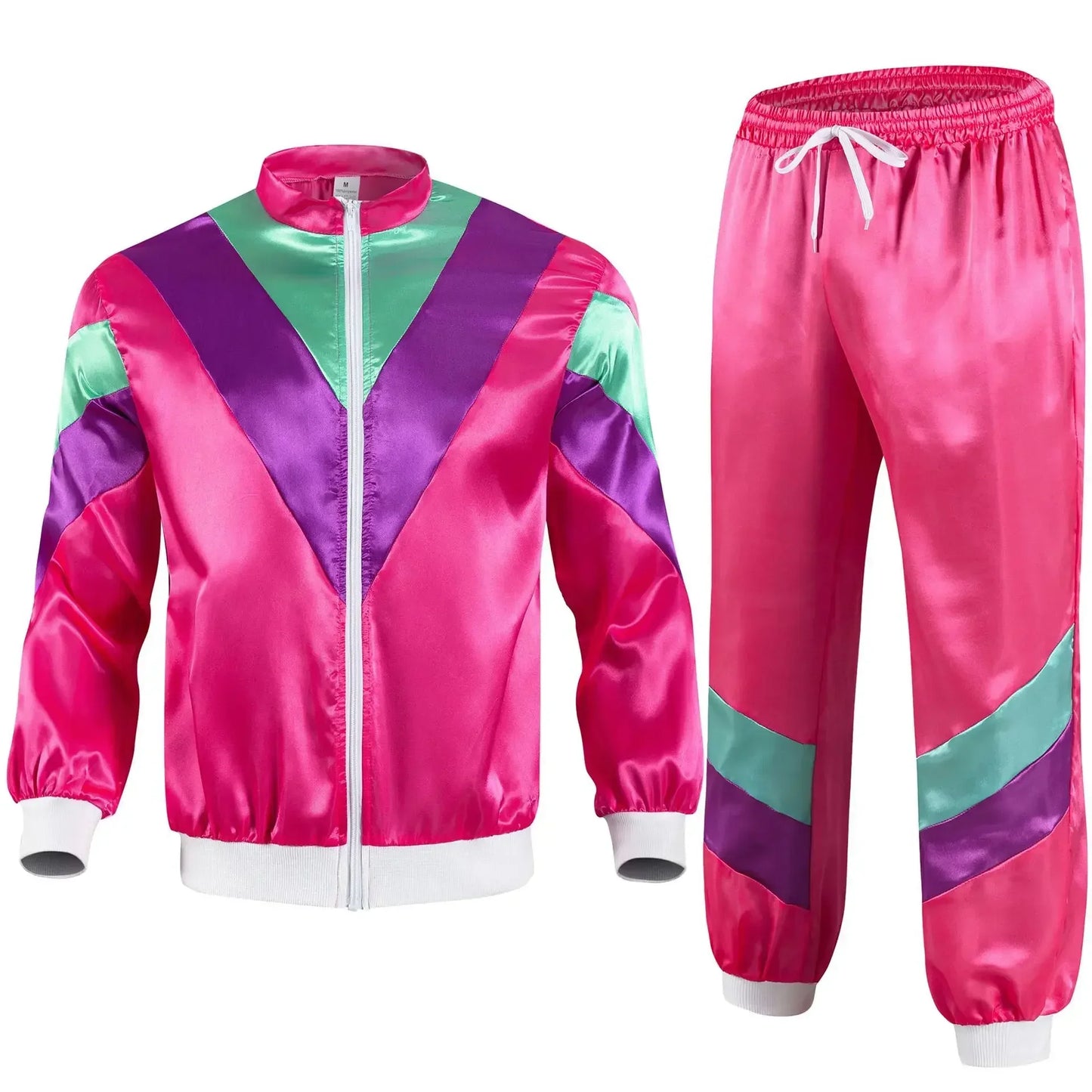 Men’s 80s Costume 1990s Outfit for Men Tracksuit Costume Hip Hop Set Disco 2pcs Jogging Wear Windbreaker Couples Track Suit