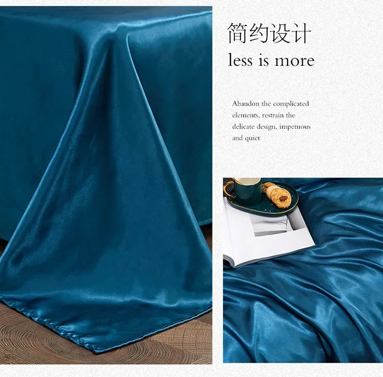 Solid Color Silk-like Bedding European and American Bed Sheet Quilt Cover Pillowcase