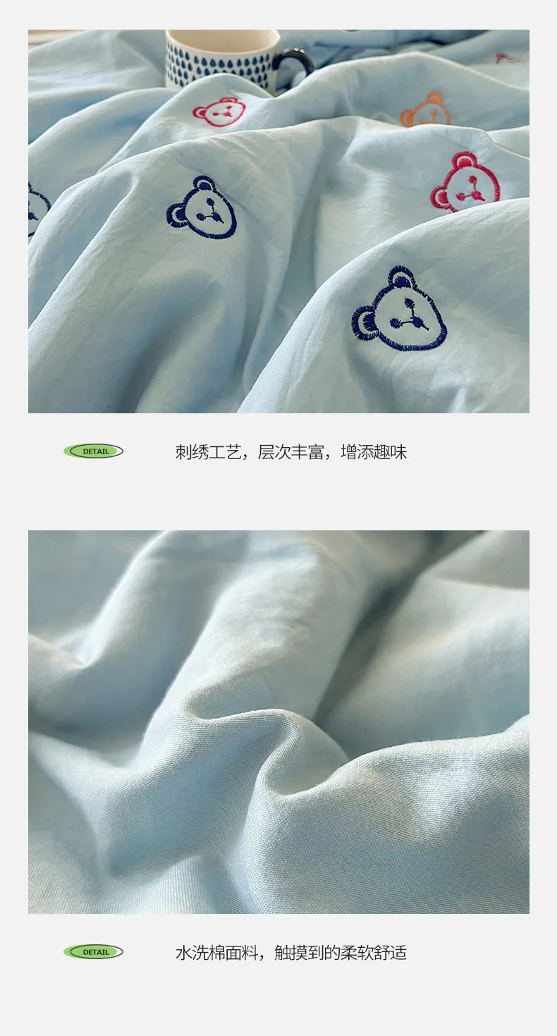 2025 New Embroidered, washed cotton, summer quilt, air-conditioned, skin friendly, breathable, machine washable bedding