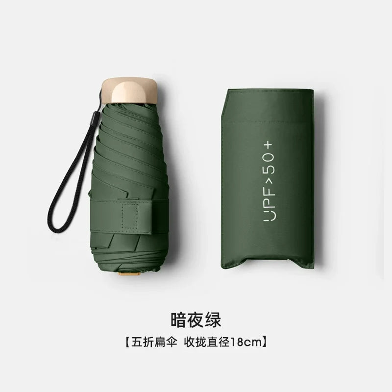 Low Price Promotion Mini Sun Umbrella Pocket Rain Umbrella Vinyl Folding UV Ultraviolet Protection Sun Shade Pocket Parasol