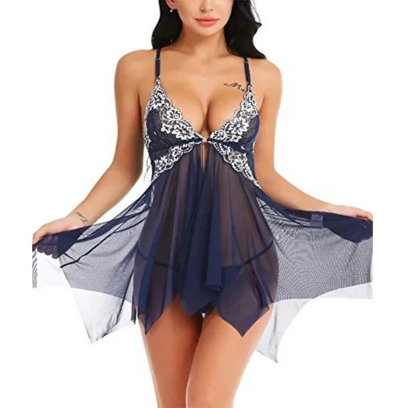 Women Sexy Lingerie Women Lace Sleepwear For Sexy Babydoll Underwear Transparent Lace Dress Nightdress Erotic Clothing