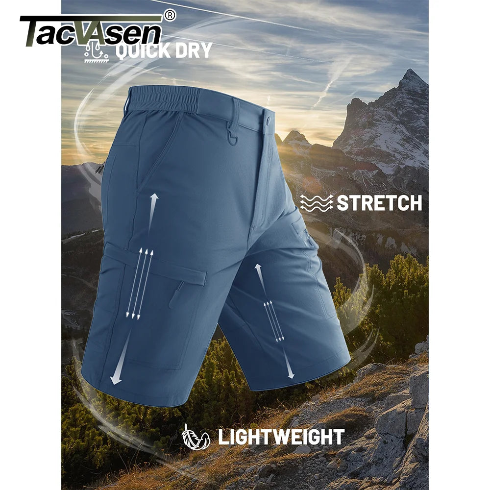 TACVASEN Waterproof Cargo Shorts Men's Summer Quick Dry Hiking Shorts Outdoor Multi-pockets Camping Training Work Shorts Man