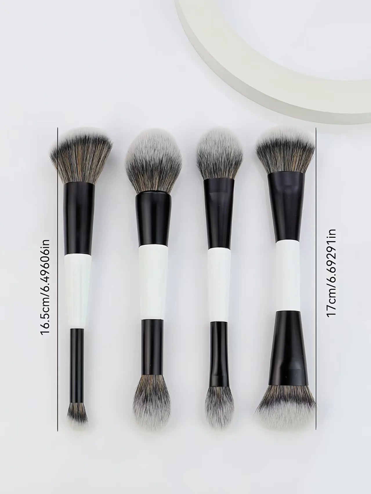 4 Double-Ended Makeup Brushes, Multi-Functional Makeup Brushes, Blush Brush, Foundation Brush, Loose Powder Brush, Highlight Brush, Nose Shadow Brush, Concealer Brush, Blush Brush, Gift for Women and Girls