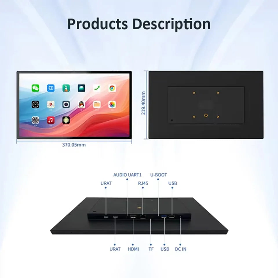 Smart Home Tablet Wall Mount with Double-Sided Lights 15.6 Inch FHD Touch Screen Android 14 8-Core 4G 32G POE for Home Automati