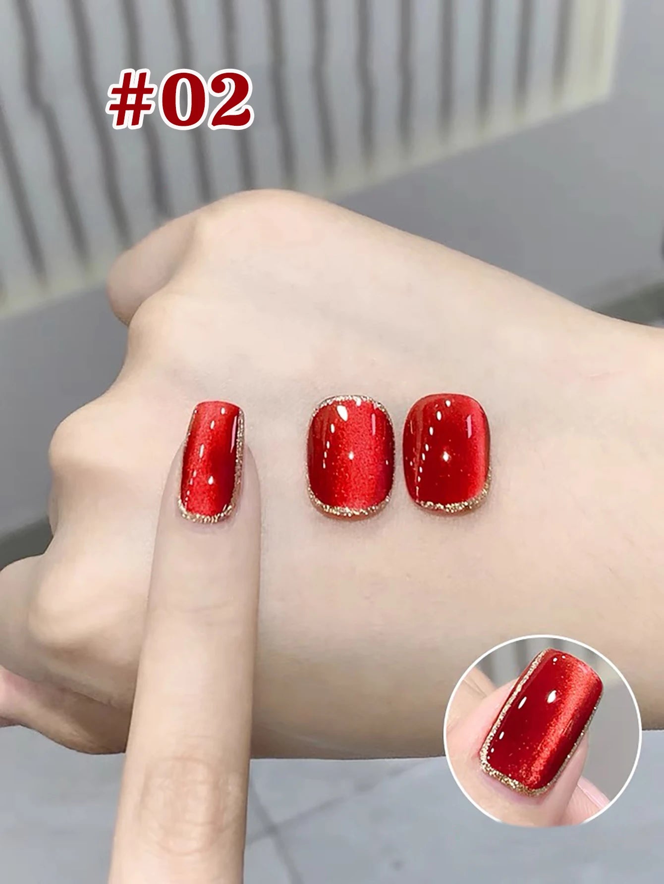 MIANEL 12ML Red Ocean Cat Eye Gel Nail Polish 2026 Top Selling Red Color Flash Glass Beads Cat Magnetic Gel Red Nails 1-9pcs