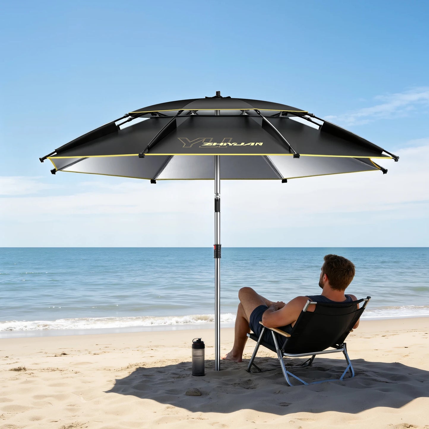 Large Fishing Outdoor Umbrella | Beach Sun Umbrella UPF 50+ Sun UV Protection Waterproof Windproof Foldable Portable Adjustable