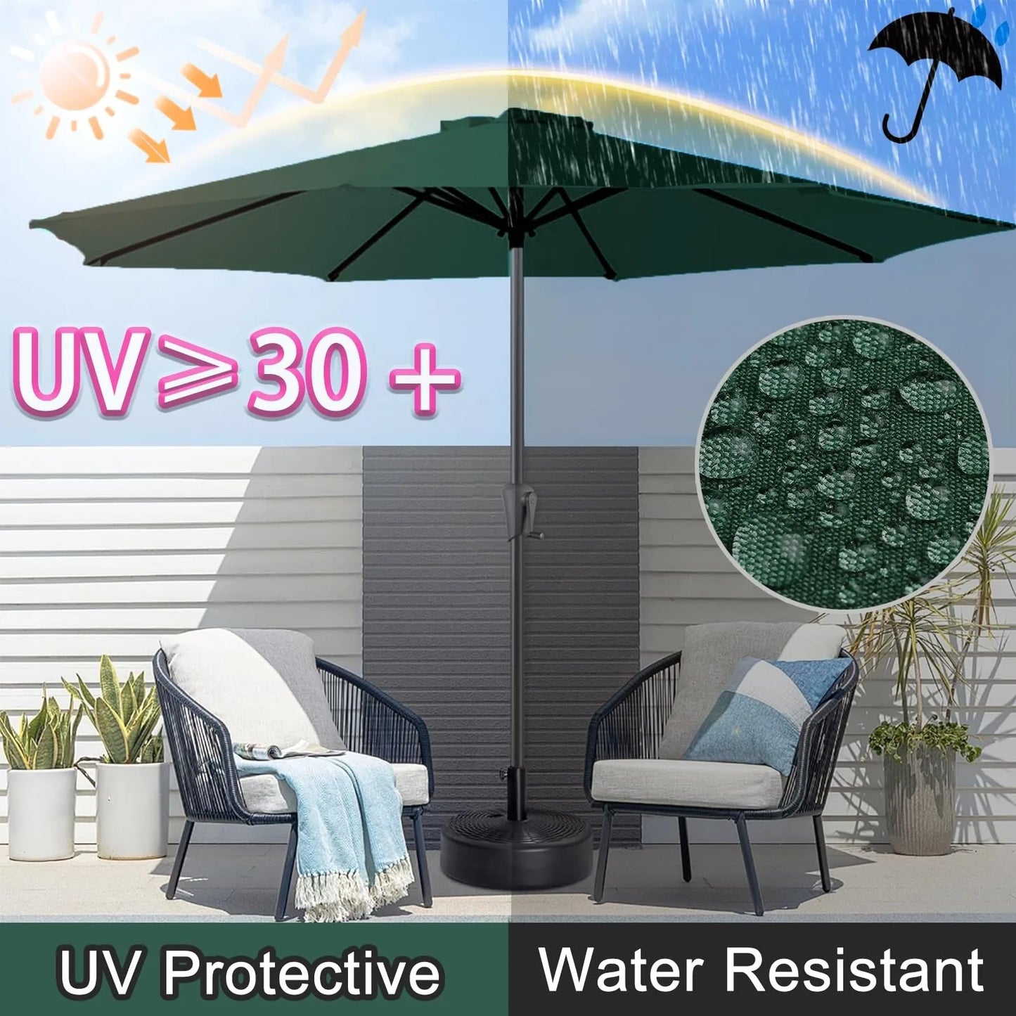Uv Protection Parasol Sunshade Umbrella Cover Garden Umbrella Cover Waterproof Beach Canopy Replacement Cover 6ribs