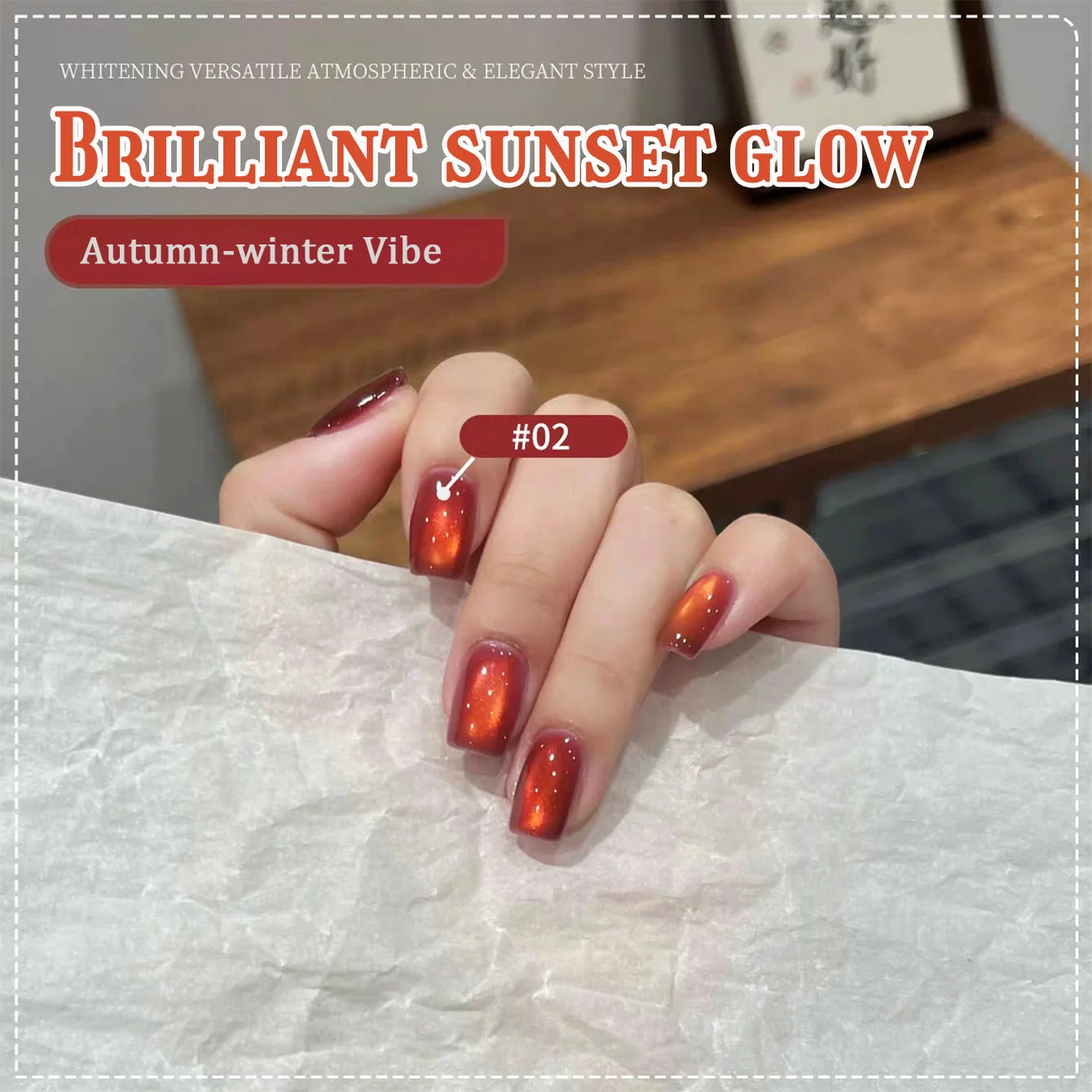 ZH 12ML 12-Color Christmas Red Nails Fiery Sunset Glass Bead Cat Eye Gel Nail Polish Fine Powder Cat Magnetic Gel Nail Salon