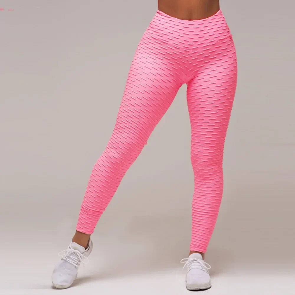 Women High Waist Bubble Leggings Seamless Yoga Leggings High Elastic Hip Liftting Gym Trainning Running Slim Fashion Pants