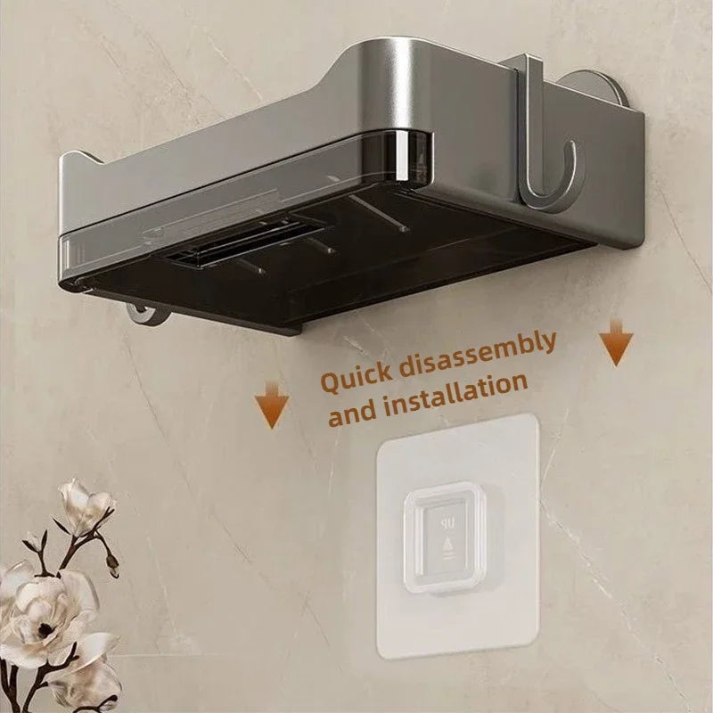 Wall-mounted Drain Soap Box Soap Holder Bathroom Wall Hanging Box Perforation-free Bathroom Soap Box Storage Rack