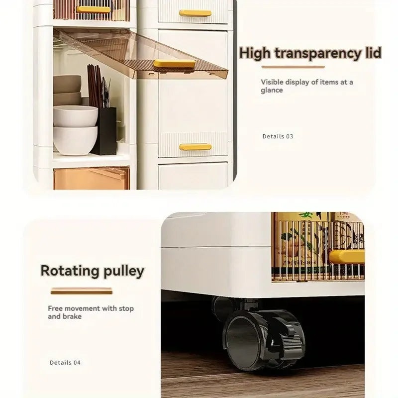 20cm Slim Storage Cabinet, 3/4/5-Tier Narrow Rolling Organizer with Wheels, Space-Saving Shelf  White Multi-Purpose Storage