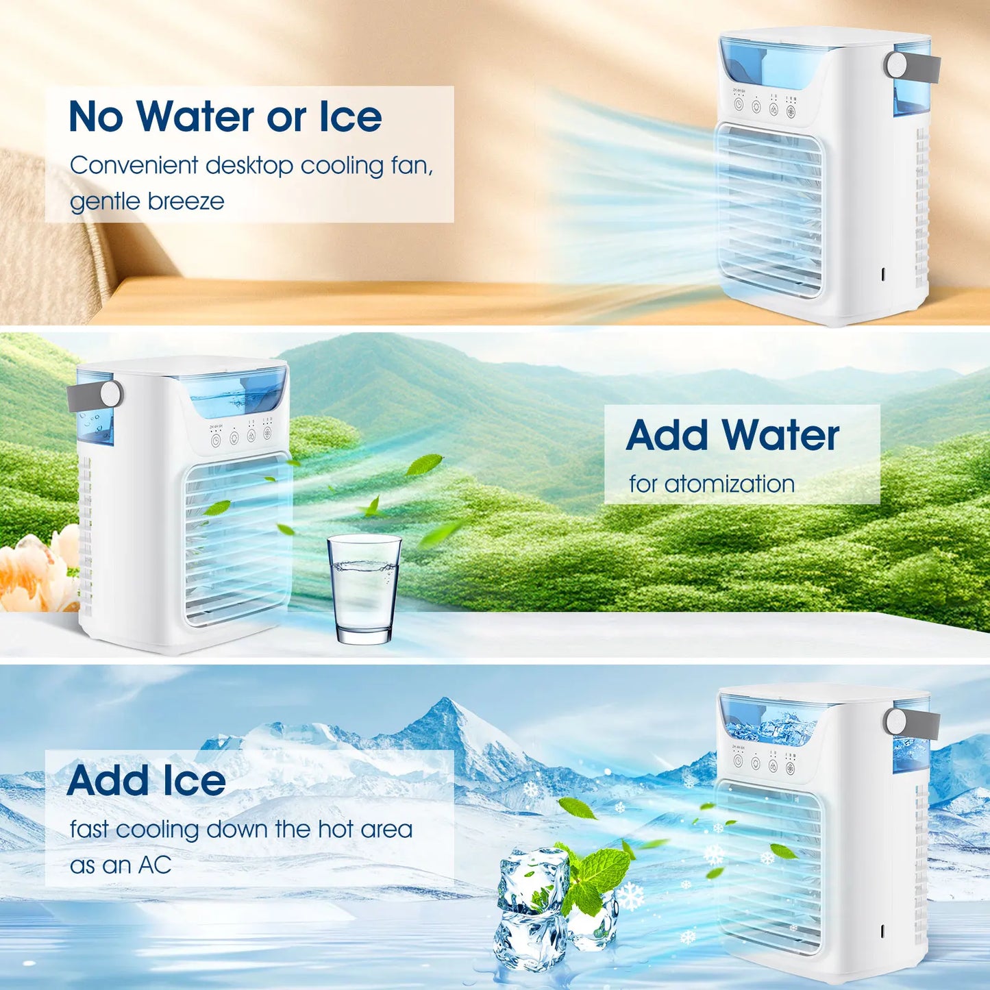 Air Conditioners Desktop Air Conditioners fan Portable Small Mini spray water AC with Timer Small Room Air Conditioners for Room