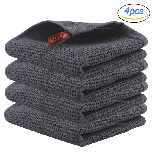 4Pcs Cotton Kitchen Towel Ultra Soft Magic Cleaning Cloth Absorbent Cleaning Rags Thickened Wipe Cloths Dishcloth