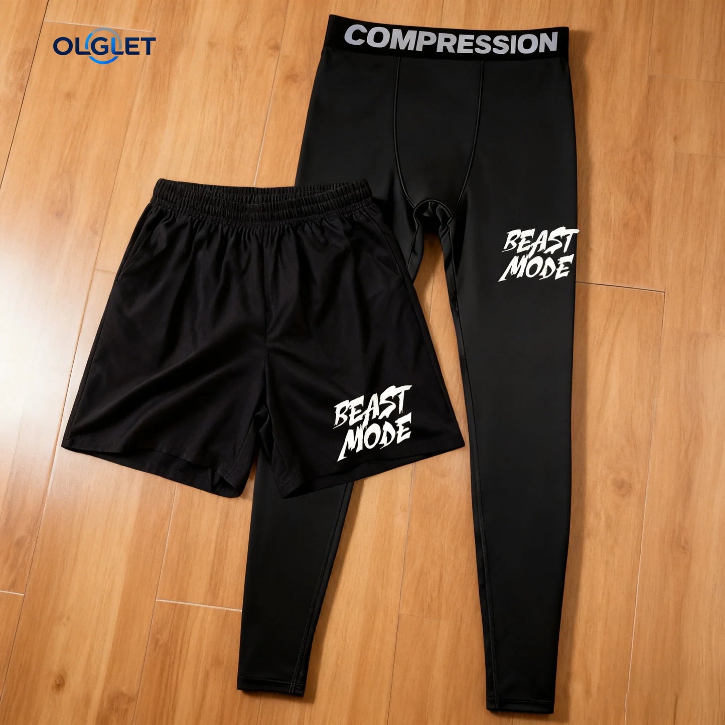 Men's 2-Piece Compression Pants Set with Shorts & Tights Quick Dry Athletic Sportswear for Gym Workout Running Fitness